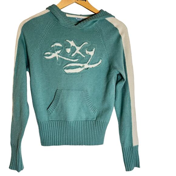 Roxy Sweaters - Womens VIntage Roxy Teal Hooded Pullover Sweater - Boho Chic  Size Small